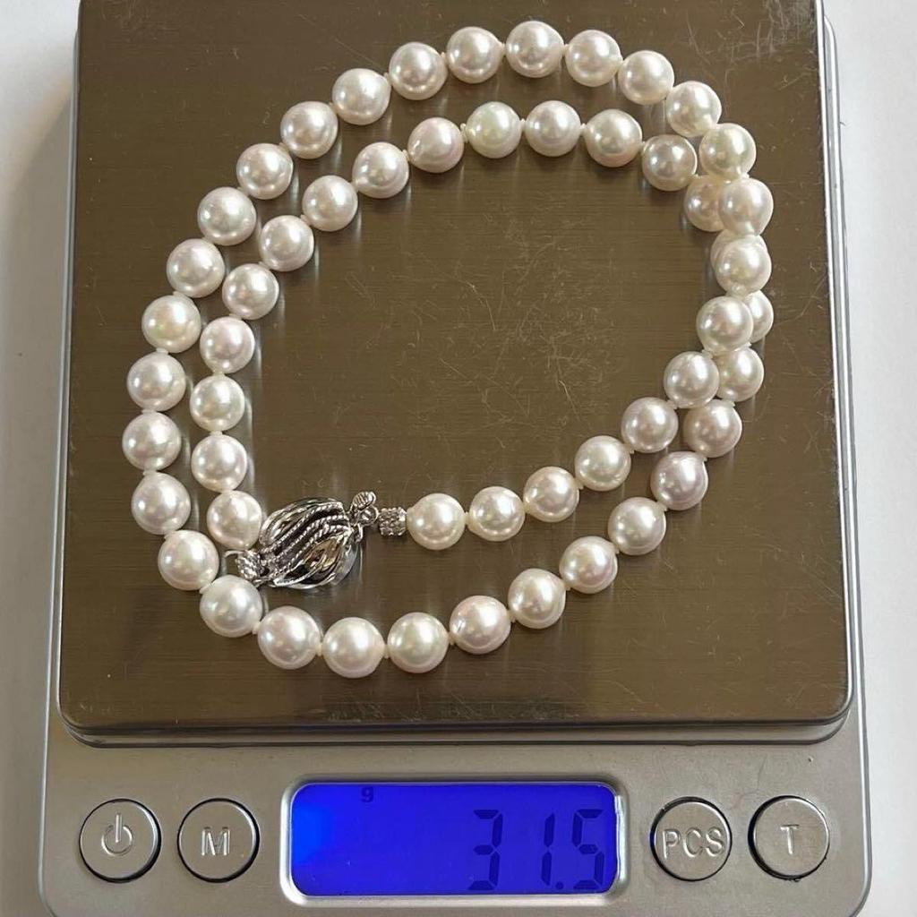 Used [Certificate of authenticity included] Akoya pearl pearl necklace silicone silver stamped 7.5mm pearl necklace Terri strong genuine pearl
