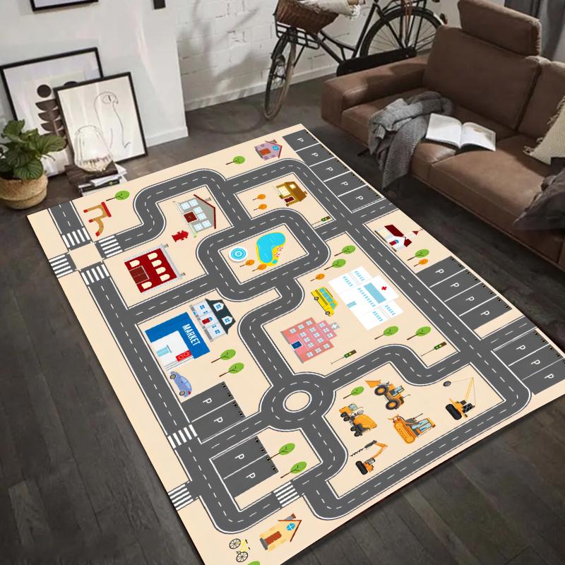 Kids City Road Traffic Play Mat Educational Area Rug Carpet for Children's Room Home Decoration Living Room Bedroom Carpet