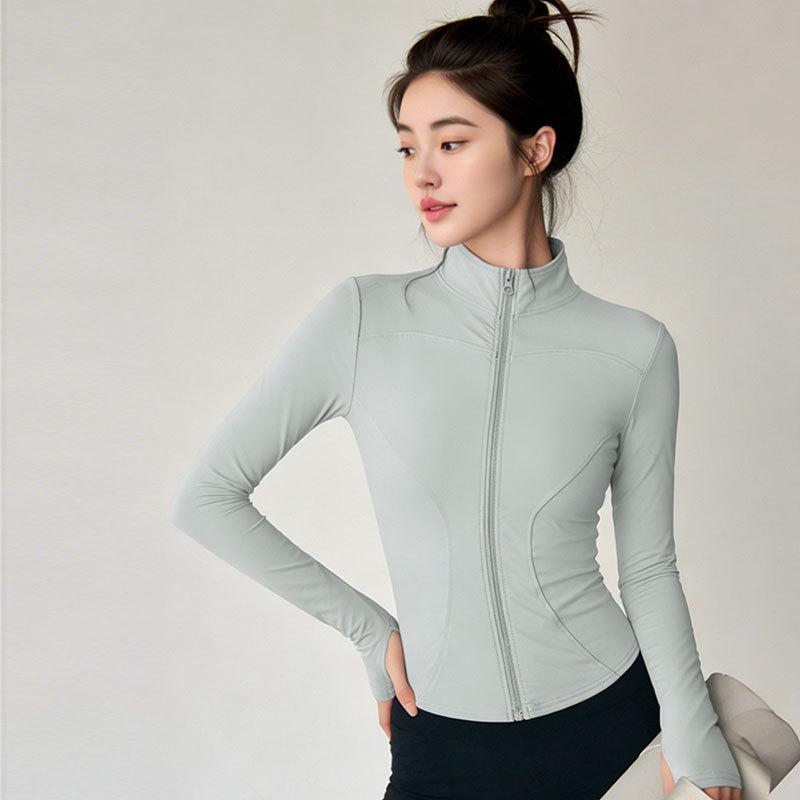 Sunscreen Clothes Pilates Yoga Clothes Jacket Slim Stand-up Collar Zipper Fitness Clothes Running Quick-drying Breathable Sports Top