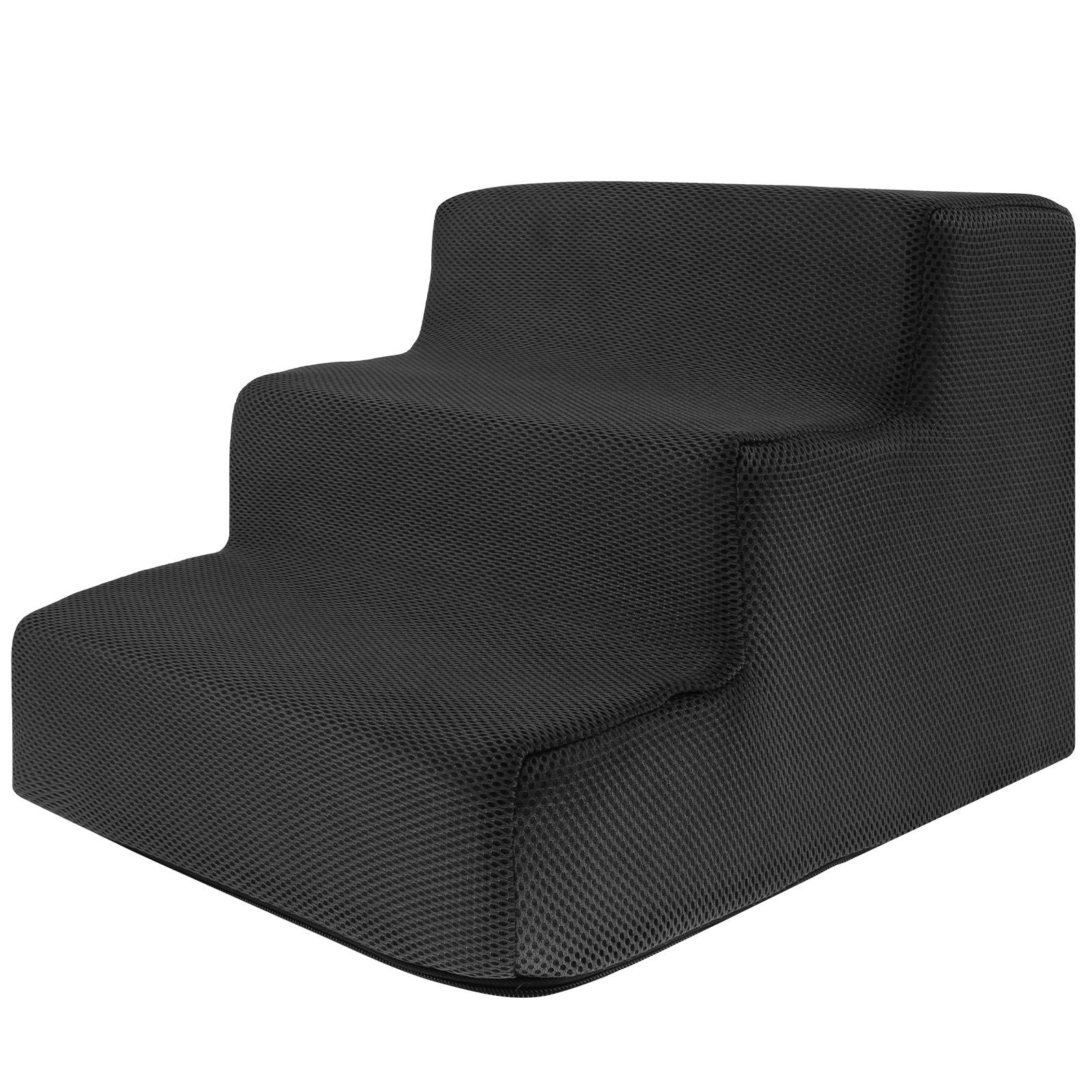 

3-ступенчатая лестница-рампа для собак и домашних животных, тренировочная, нескользящая, из мягкого пенопласта высокой плотности, съемная, для высокой кровати или дивана, товары для домашних животных темно серый