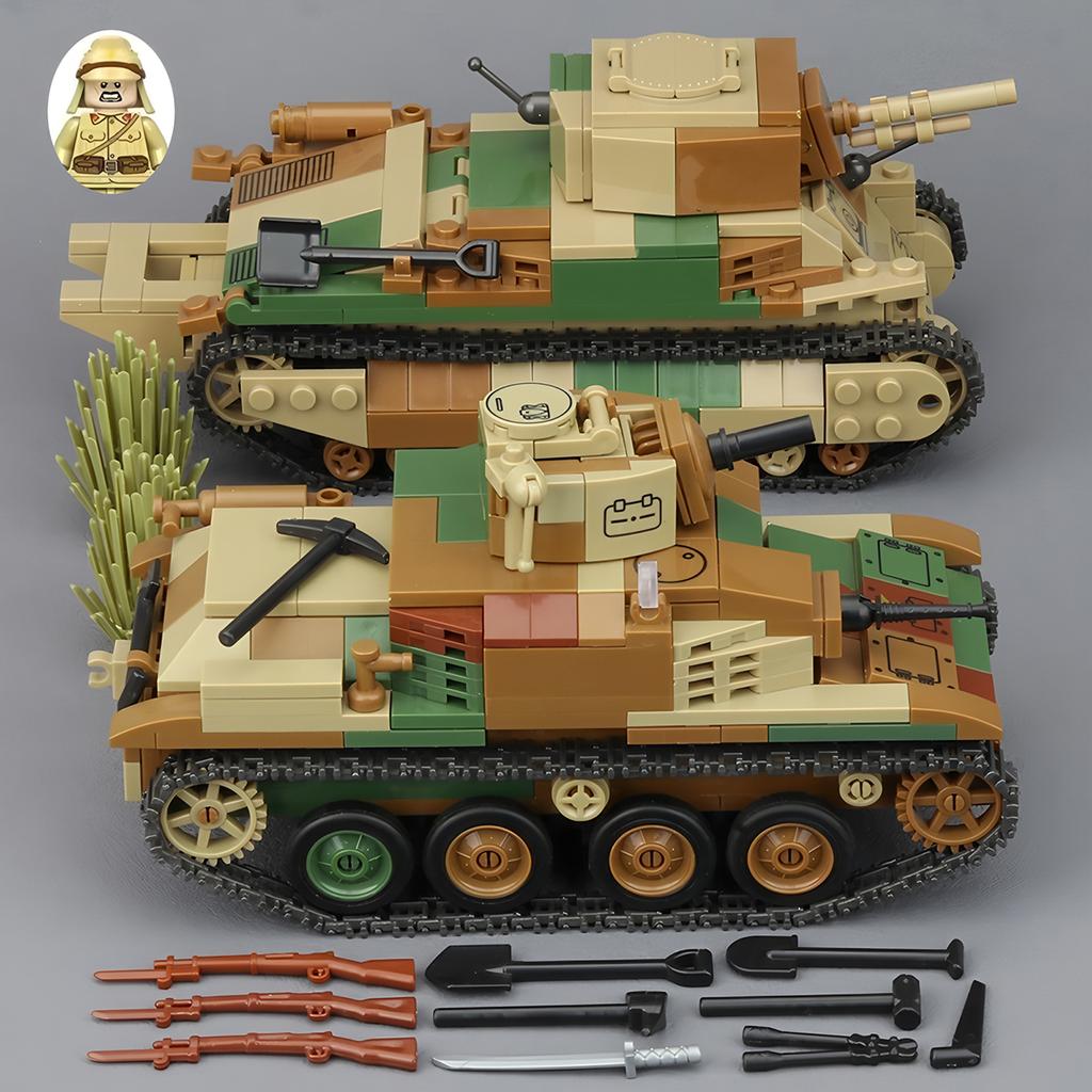 Military Weapon WW2 Japanese Army Soldier Heavy Armored Vehicle Car Tank Gun Cannon Scene Building Blocks Bricks Model Toys