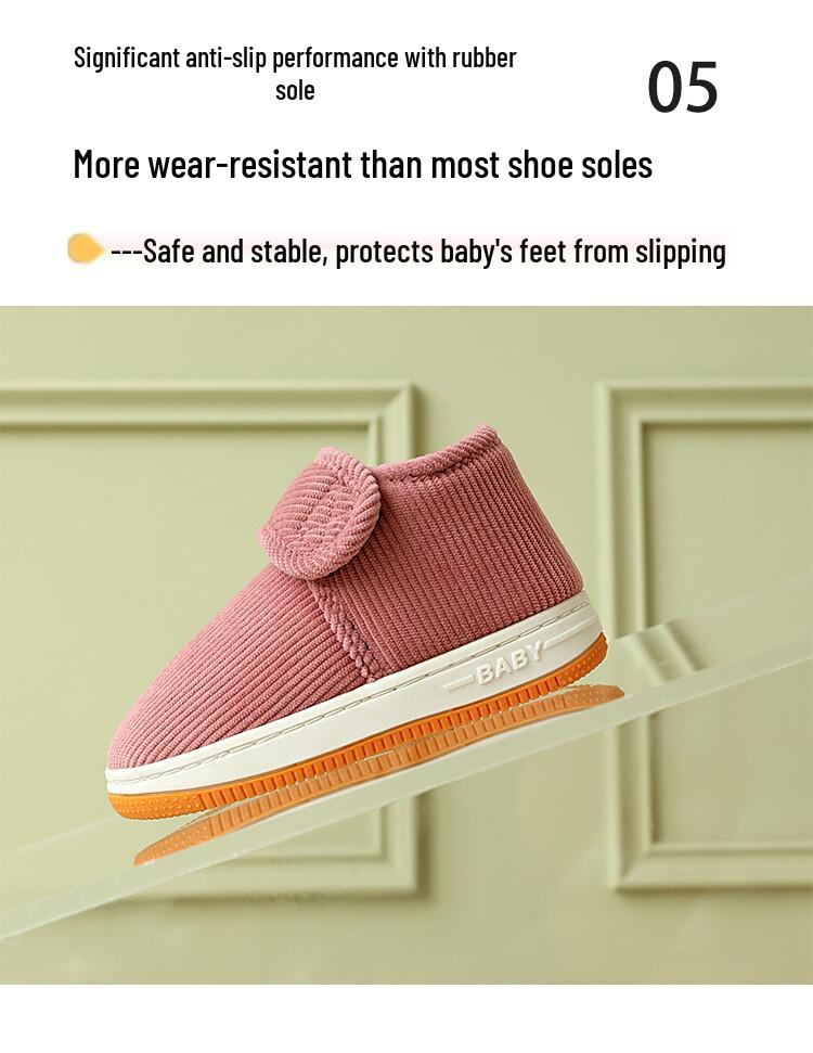 Sapatos de Algodão Antiderrapantes com Sola de Tendão de Vaca para Meninos no Inverno, Sola Espessa, Velcro, Pantufas Quentes para Interior/Exterior para Mulheres