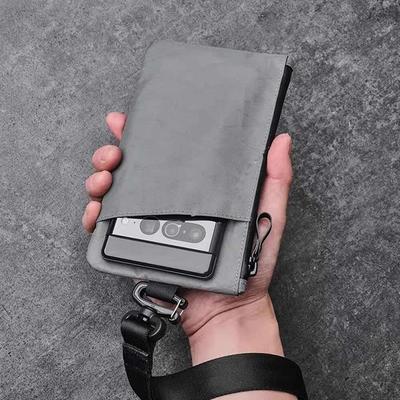 Plic cu fermoar cu brățară de mână, portofel cu fermoar suport pentru pașaport și transportor EDC, rezistent la intemperii și cu blocare RFID, 3 compartimente externe, poșetă