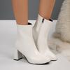 Vintage Thick Heel Women Ankle Boots Fashion Pointed Toe Toe Stripper Party Shoes Autumn Winter Women'S Leather Short Booties