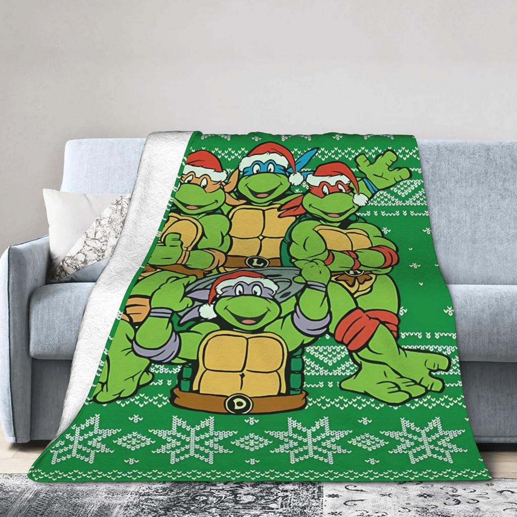 TMNT Game Blanket Christmas Super Warm Novelty Plush Throw Blanket For Girls Boys Bedroom Flannel Bedspread Bed Cover