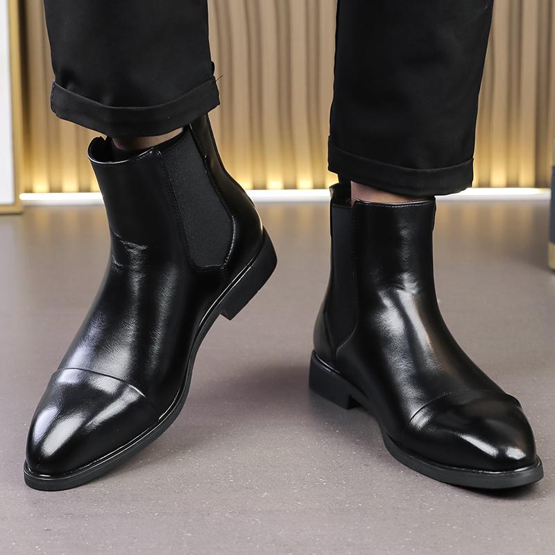 Fashion Leather Casual Boots Men Loafers Luxury Design Slip On Male Dress Boots Leisure Style Big Size Good Wear-resistant Sole