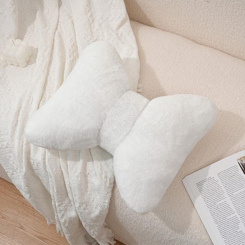 Simple Cute Bow Backrest Sofa Cushion - Comfortable, Breathable, Lace-Edged Support for Living Room or Bedside