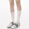 Gray Splicing Vertical Pattern Calf Socks Women'S Mesh Breathable And Thin Stacking Socks Summer Thin Lazy Boneless Jk Socks