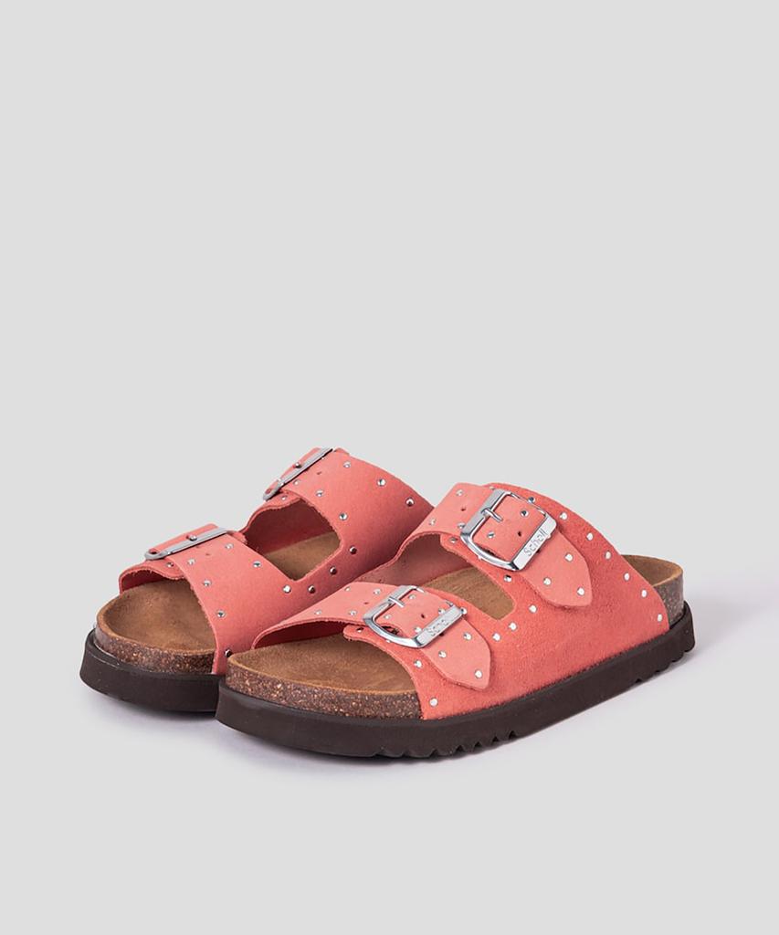 Scholl (Women) Studded Two-Strap Cork Sandals Coral (Hh54K2C147)
