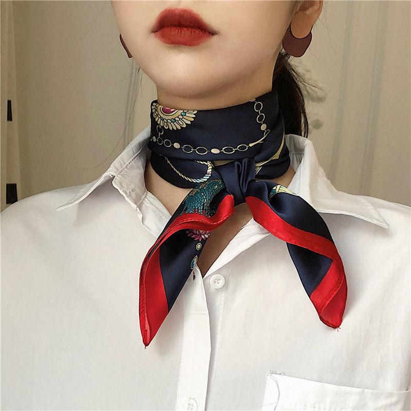 Women Silk Scarf Summer Hair Scarf Silk Satin Neckerchief Female Hair Ties Headband Hair Ornament Woman Bandana Bag Scarves