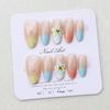 Gradient Blue 3D Floral Wearable Nails: Spring/Summer Cat Eye Whitening Manicure