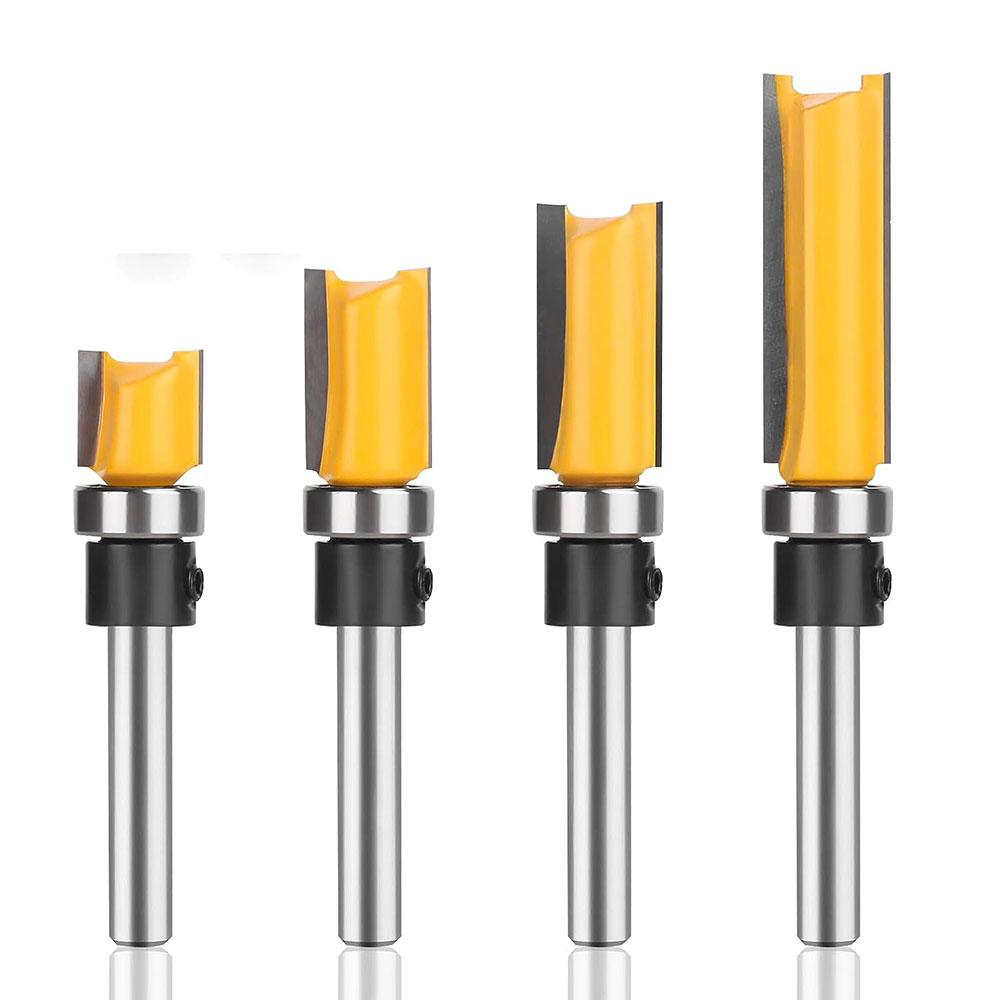 4Pcs 1/4'' Shank Top Bearing Flush Trim Carbide Router Bit Set Milling Cutter
