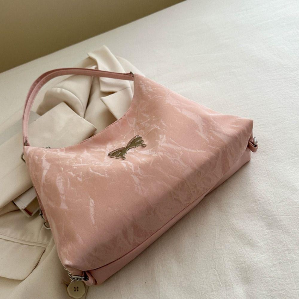 Tote Bag Solid Color Shoulder Bag Brown Retro Crossbody Bag Elegant Butterfly PU Backpack  Students