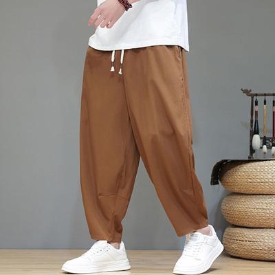 Modische Einfarbige Dünne Neun-Punkt-Hose Lockere Weitbeinige Hose Vielseitig und Bequem Personalisierte Laternen-Haremshose