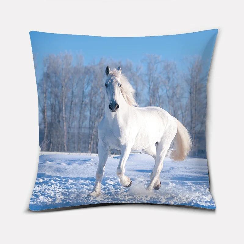 Fashion Classic Square Pillow Case, Galloping Horse, Magnificent Pattern. Living Room Sofa Cushion Cover, Pillow Cover