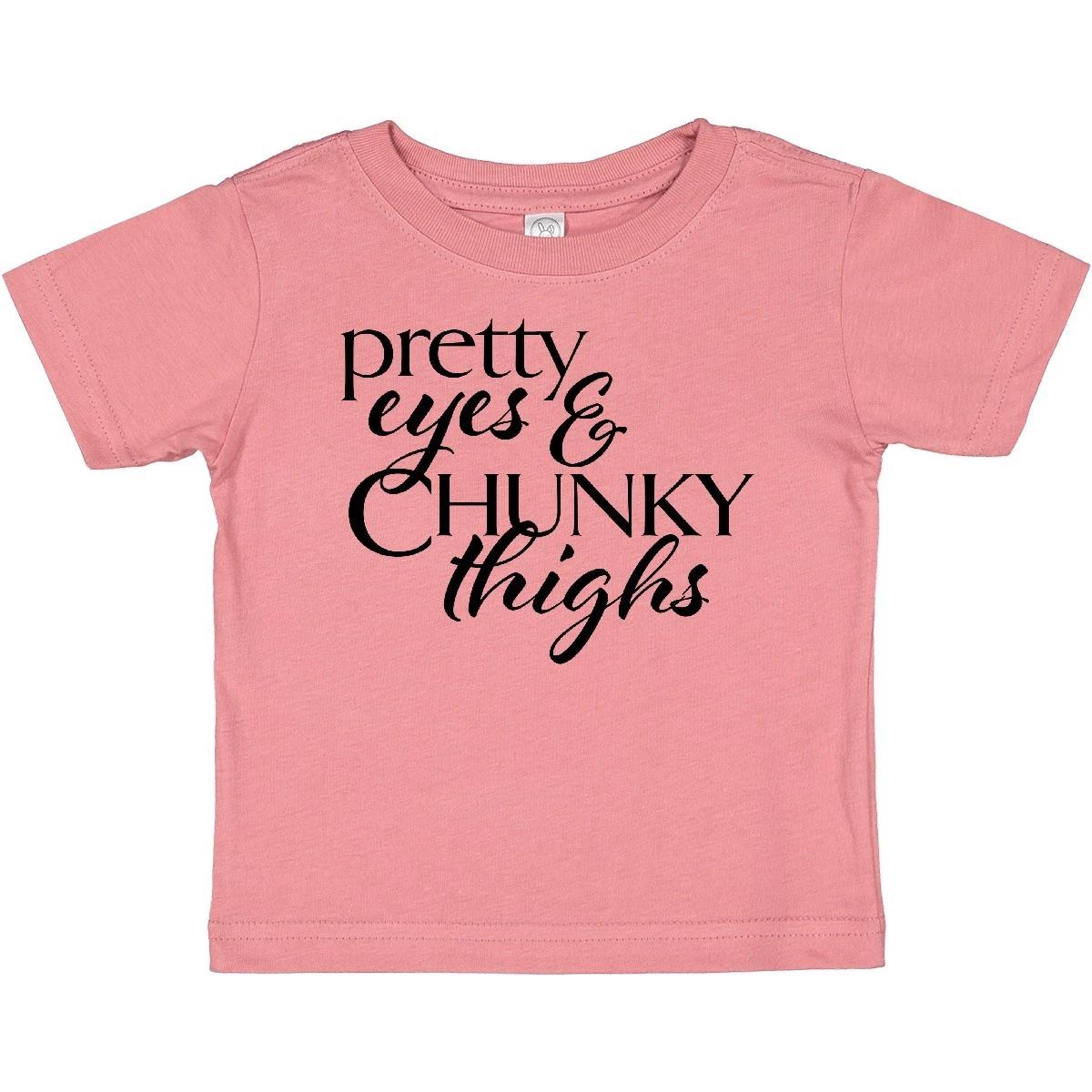 

Inktastic Pretty Eyes And Chunky Thighs Baby T-Shirt Cute Growing Fat First Tees 120
