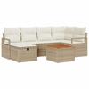 Garden Sofa Set with Cushions and Storage 7 Pieces Beige Poly Rattan