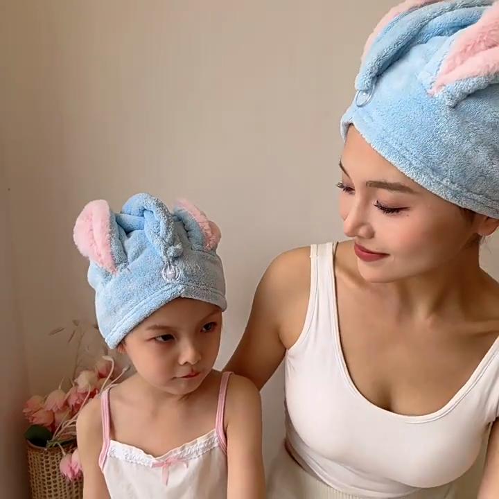 

Шапочка для сухих волос Полиэстер Нейлон Коралловый флис Абсорбирующие кроличьи уши Шапочка для сухих волос Полотенца Утолщенные шапочки для душа для детей и взрослых Kid синий