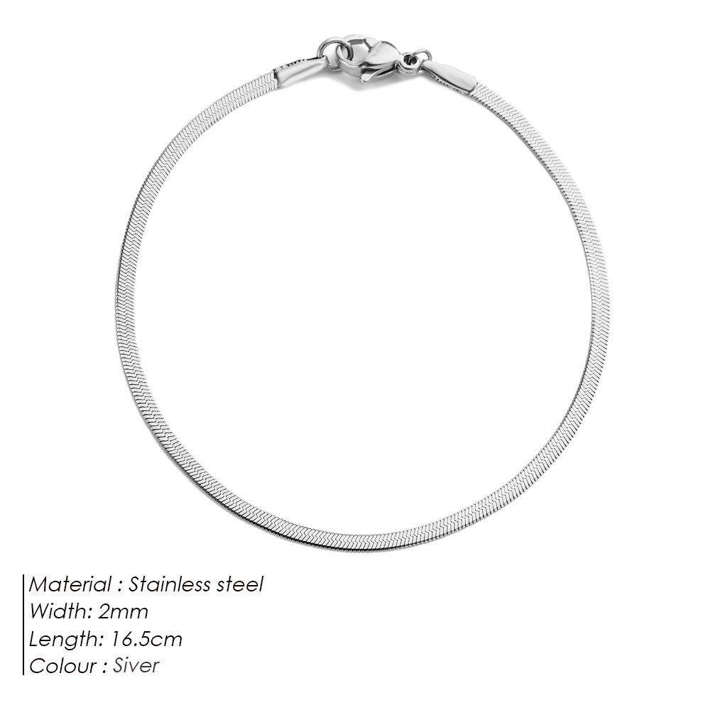 eManco Women's Stainless Steel Snake Chain Bracelet - Thin, Versatile, Flat Style, Perfect for Couples