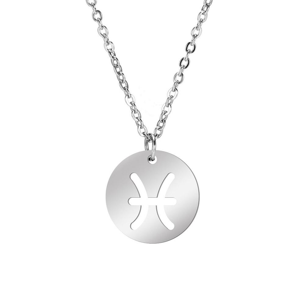 Lemegeton Zodiac Women's Necklace 12 Constellations Stainless Steel Pendant Choke Astrology Aries Leo Ring Jewelry Birthday Gift