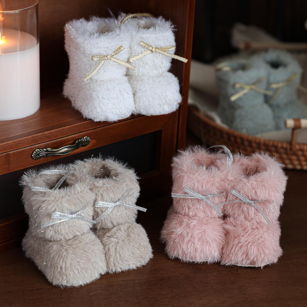 Christmas Decoration Mini Shoes Hanging Ornament Knitted Plush Shoes Pendant for Christmas Tree, Mini Christmas Ornament