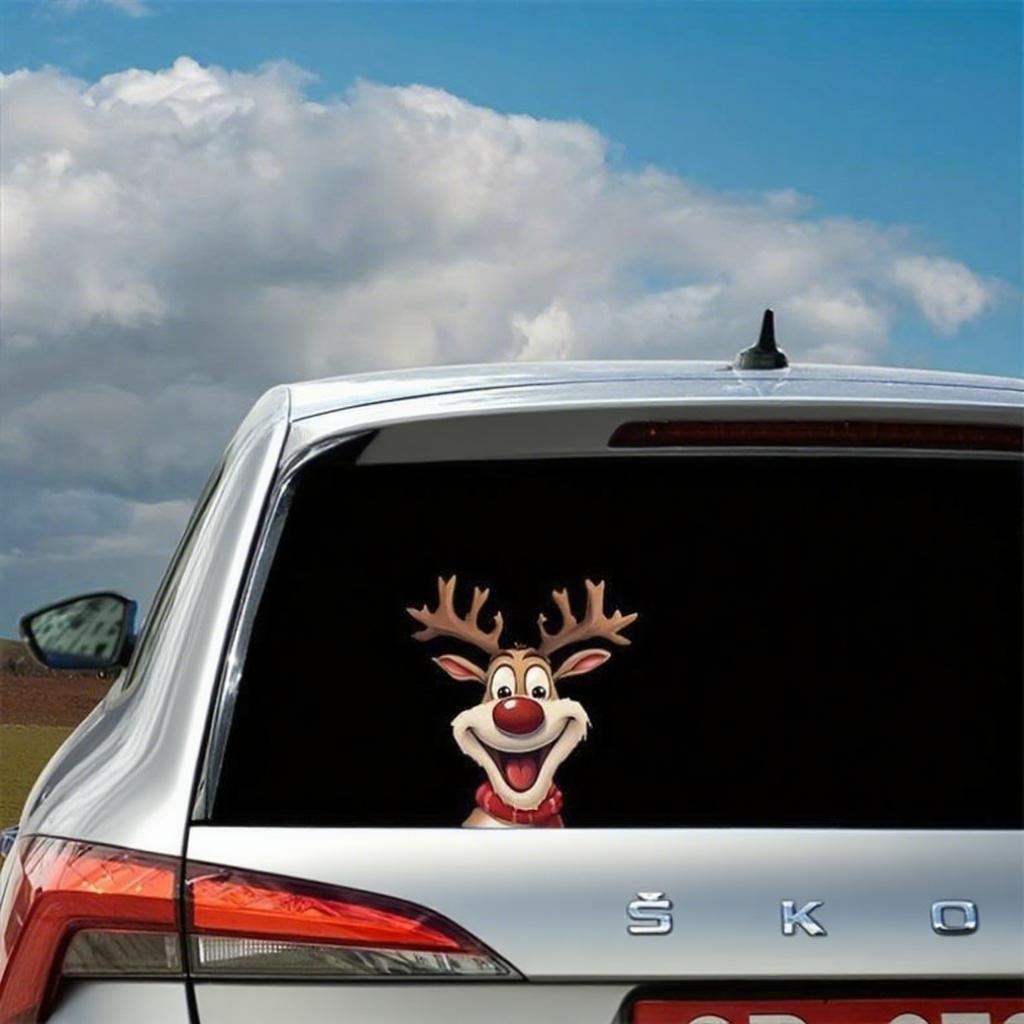 Christmas Car Stickers: Waterproof Santa Claus & Reindeer Decals – Fit for Car Window Decor, Computer Decorative Use