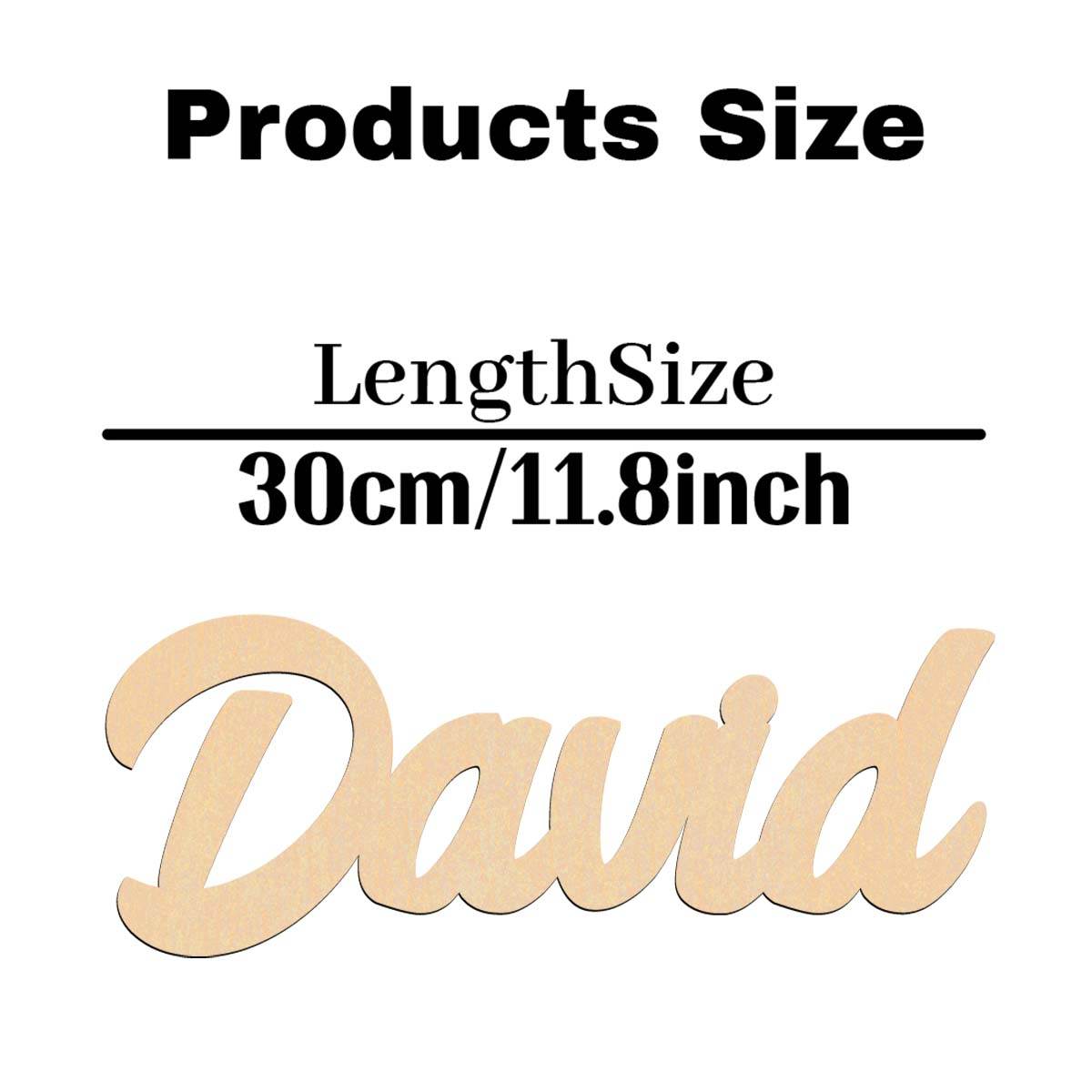 

1PC Rustic David example Custom Text Laser-Cut Sign Wooden Decor Wood Material Vertical Orientation Door Hanging Decor S30cmLength