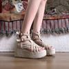 Vintage Thick-soled French Straw Woven Leather Roman Sandals Women's New Open-toed Waterproof Table Muffin Shoes In Summer 2025