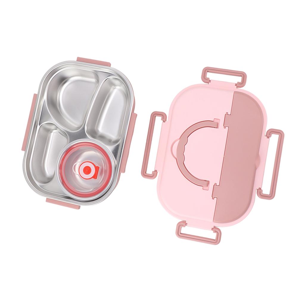 Stainless Steel Insulated Lunch Box 4 Grid Corrosion Prevention Rustproof Portable Bento Box for