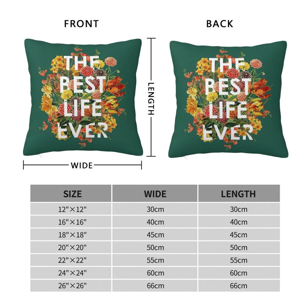 The Best Life Ever Floral Pillowcase Polyester Linen Velvet Creative Zip Decorative Pillow Case Sofa Cushion Cover