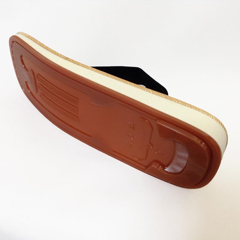 Edoten Geta Sandals, Made in Japan, Yellow Tatami Mat, Non-Slip Candy Sole, Black Strap, Size M (Medium)