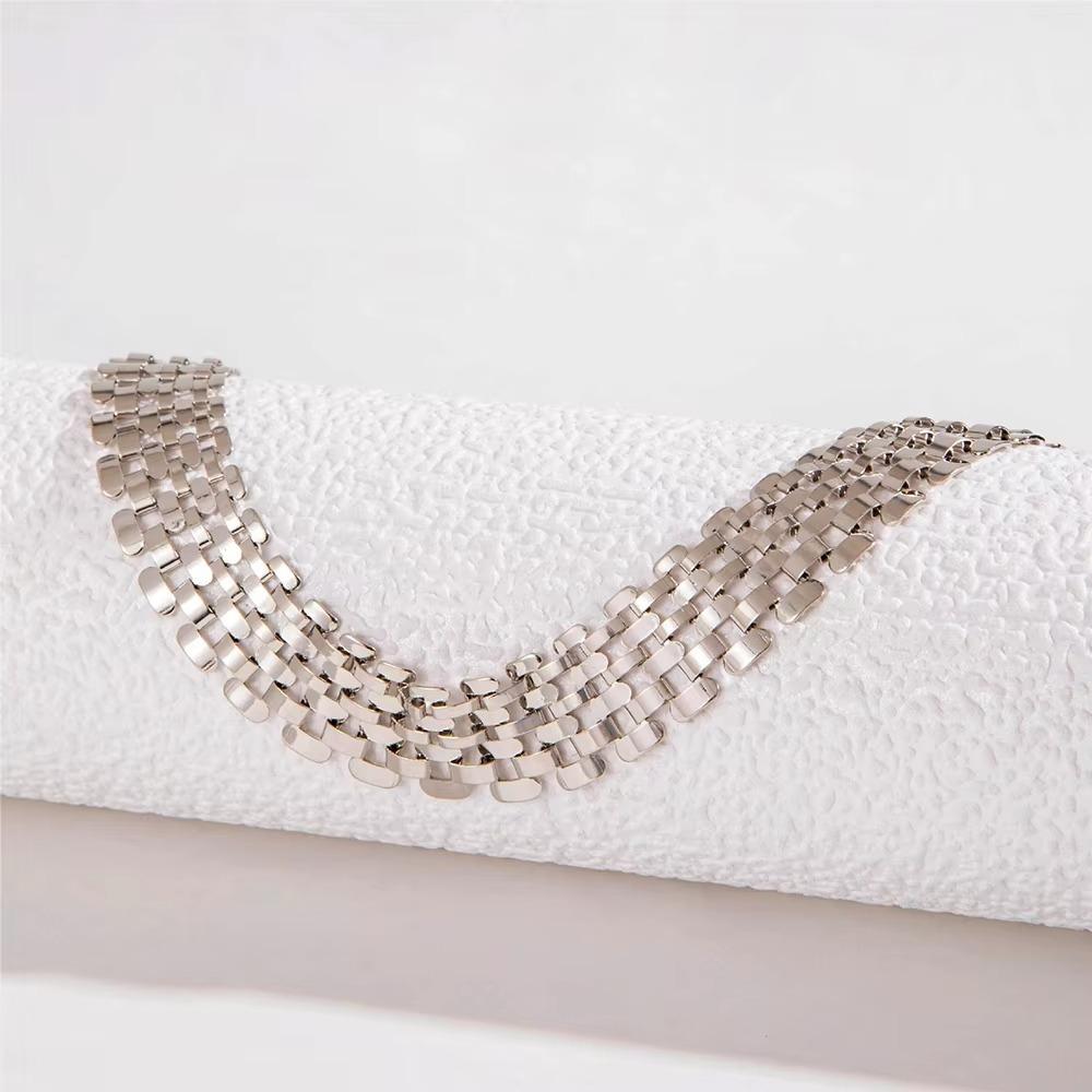 Mesh Design Exaggerated Cuban Chunky Chain Zinc Zinc Alloy Clavicle Chain Fashion Hip Hop Necklace Girls