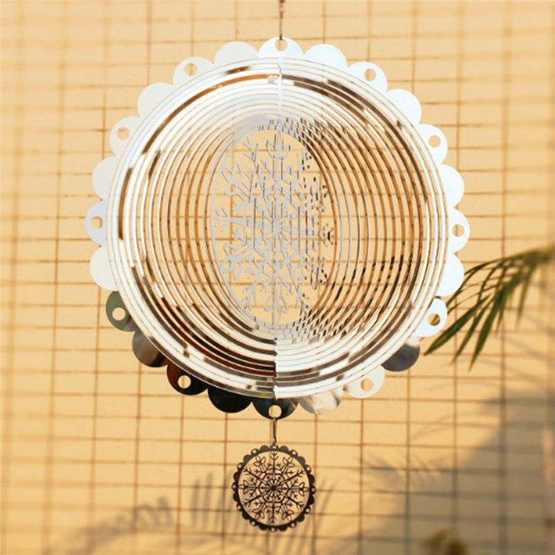 M-Modern-3D Rotating Wind Chime Snowflake Decoration Wind Chimes Outdoor Hanging Decoration