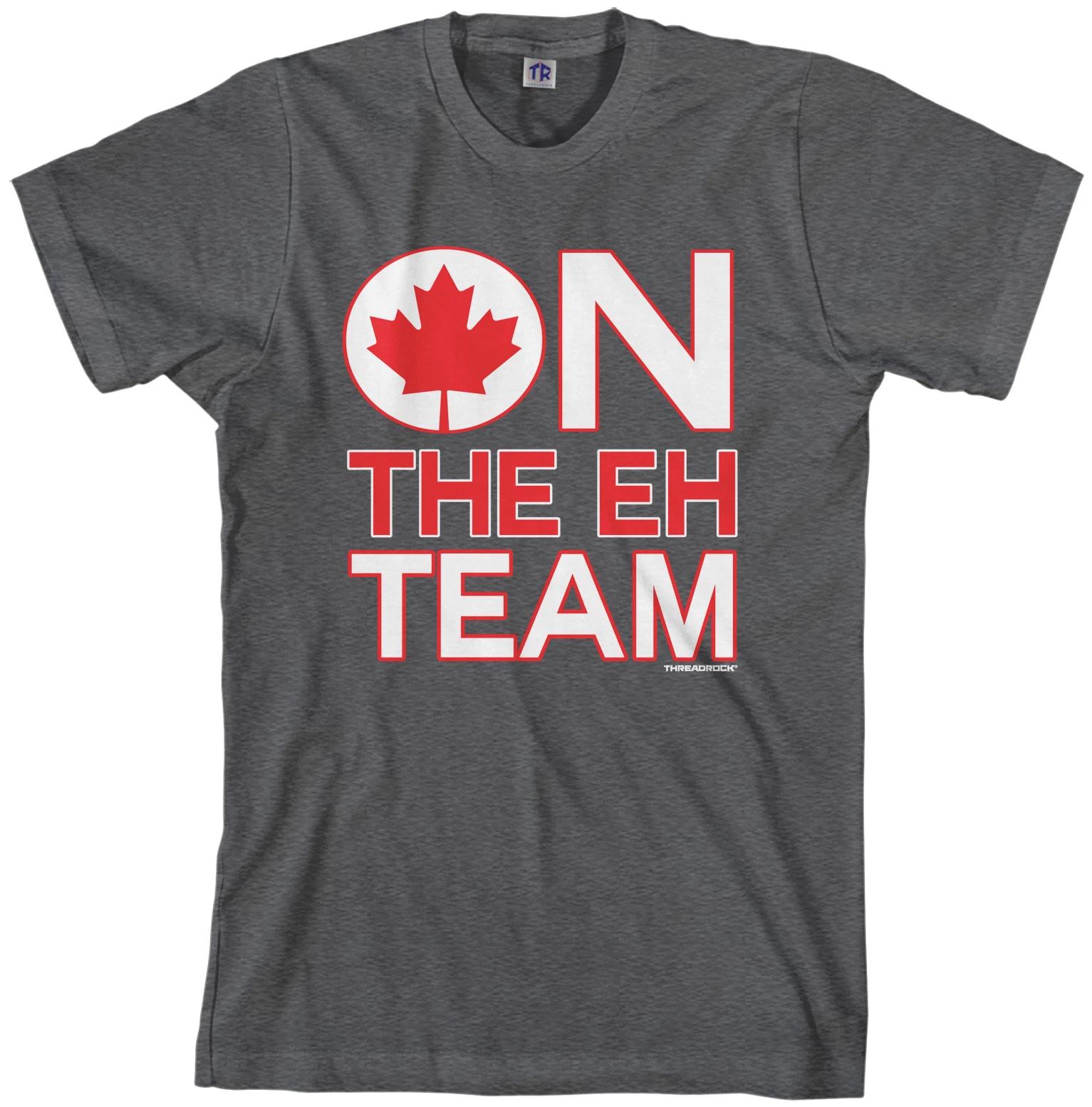 Threadrock Men s On The Eh Team T shirt Funny Canada Canadian Flag XL