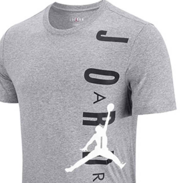 Air Jordan Retro American Style Lightweight Knit Sports T-Shirt with Logo Men Tops Grey DA9785-091