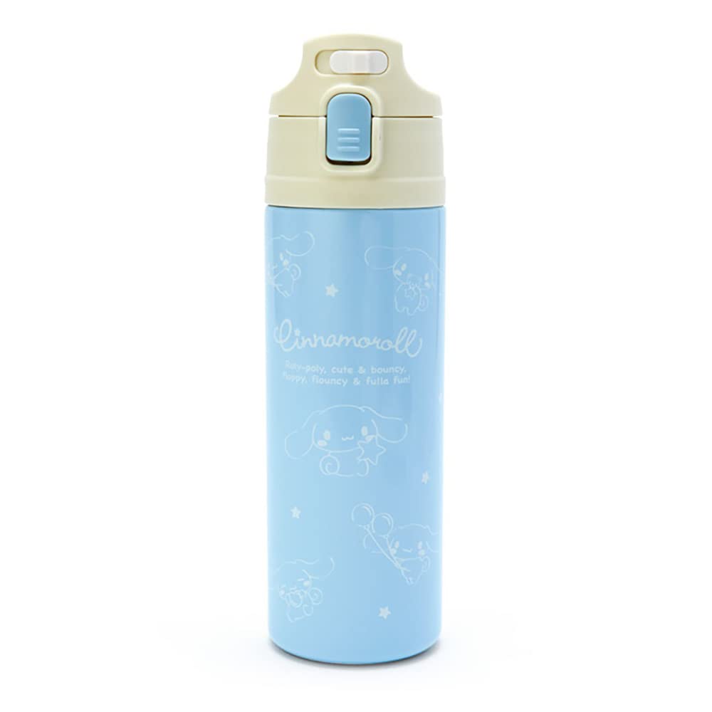 Sanrio Water Bottle 470ml Direct Drinking One Touch Stainless Steel Bottle Cinnamoroll Cinnamoroll Cold Storage Includes Pouch with Shoulder Strap