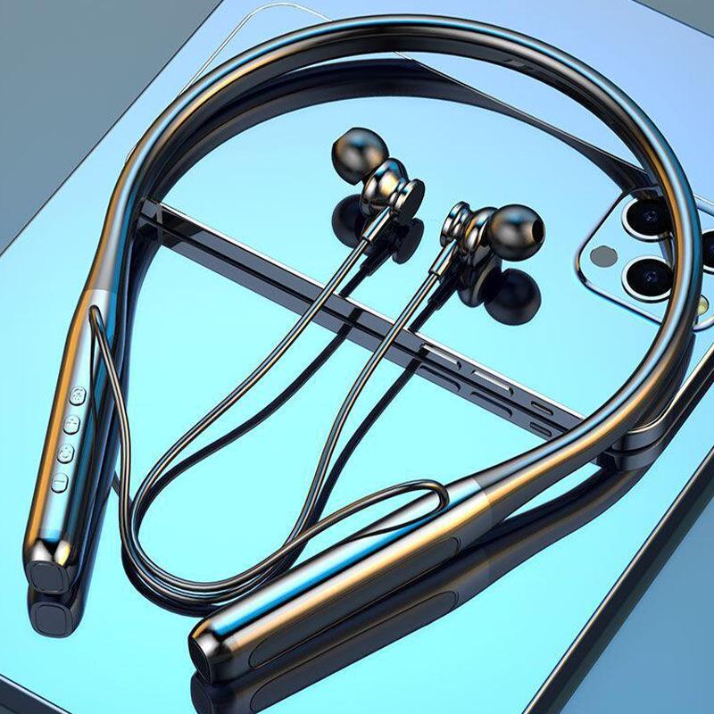 Neckband Bluetooth Headphones: Long Battery Life, Memory Card Support, Compatible with Apple & Android