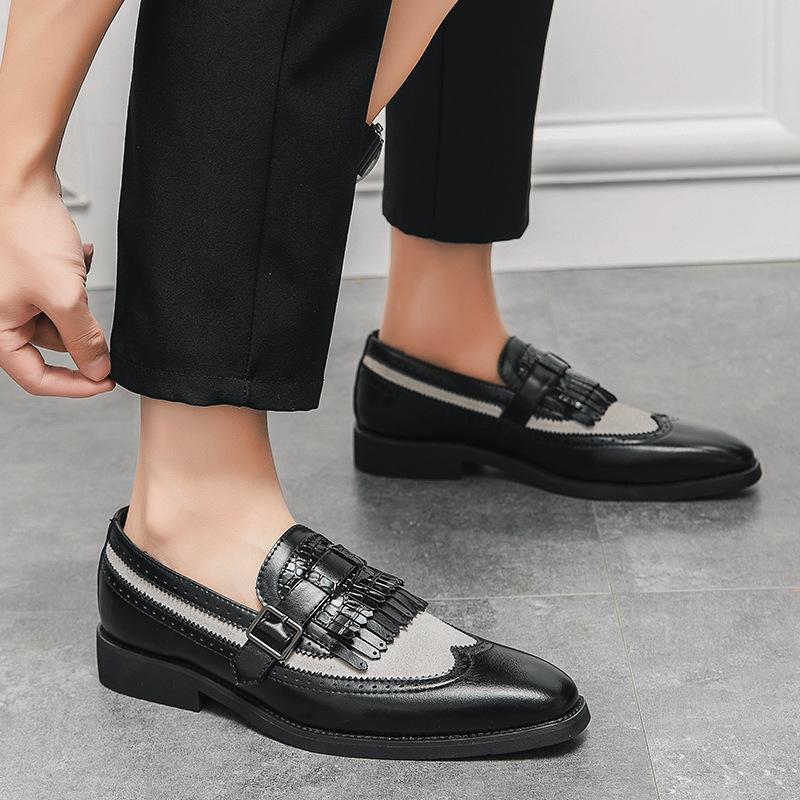 Herrenschuhe Größe 46 Brock Fransen-Loafer Herren Friseur Britischer Stil Nachtclub Trend Spitzleder Schuhe