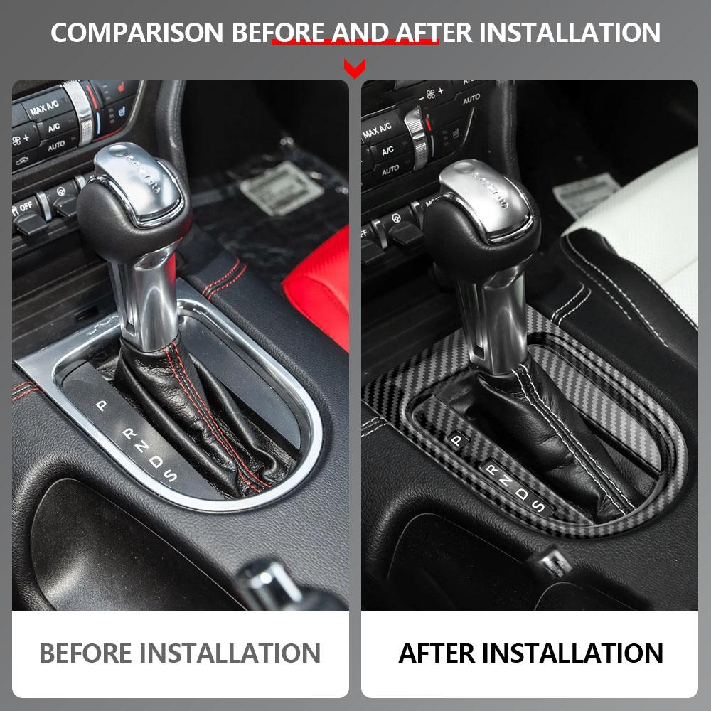 Car Gear Shift Decoration Cover ABS Chrome Sticker for Ford Mustang 2015 2016 2017 2018 2019-2023 AT LHD Interior Accessories