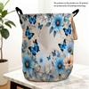 1pc, Dokriy, Watercolor Blue Daisy Blue Butterfly Round Storage Basket, Foldable Laundry Basket, Large Capacity with Convenient Handle, Perfect for Be