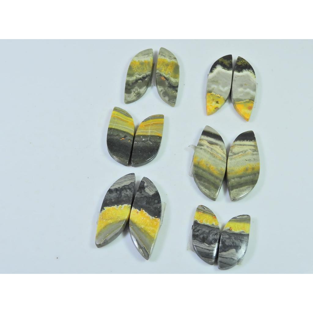 18-28 MM Natural Bumble Bee Jasper Pair Fancy Cabochon Gemstone 6 Pair Lot C-749