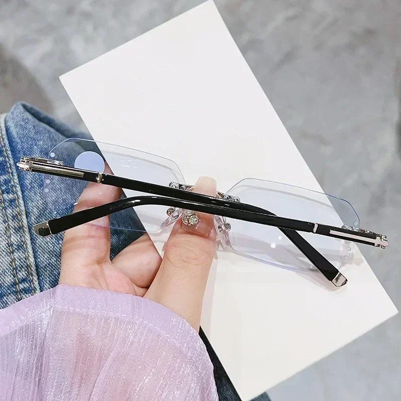 Finished Frameless Myopia Glasses Men Women Ultra Light Cut Edge Glasses Frame Anti Radiation Photochromic Near Sight Goggle
