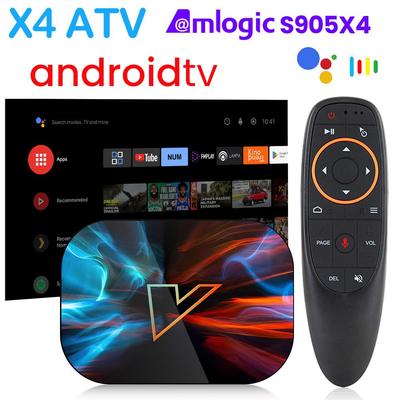 X4 ATV Androidtv 11.0 Smart TV Box Amlogic S905X4 Support 4K 60fps AV1 Dual Wifi Set Top Box
