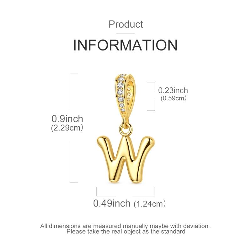 Copper Golden Letter W Charms Fit Original Bracelet Making Gift For Woman Jewelry Diy Fashion Pendant