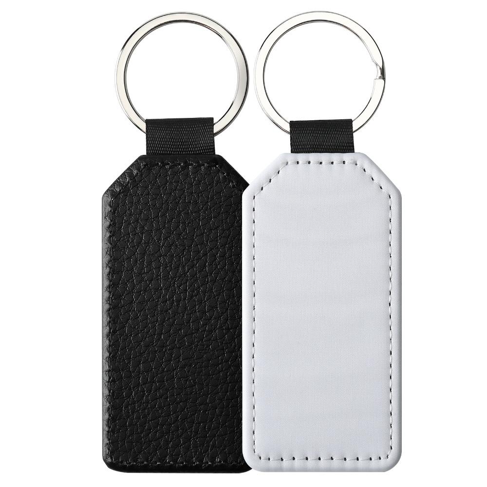 PU Leather Dye Sublimation Blanks Keychain Creative Double Sides Blank ID Tags Keyring Unisex