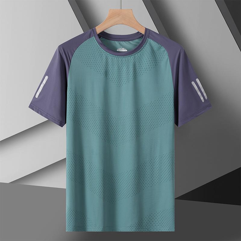 

Футболка с коротким рукавом из ледяного шелка, повседневный топ с рукавом до локтя, футболка с коротким рукавом из ледяного шелка, летняя мужская, мужская простая однотонная футболка с коротким рукавом XXXXXL зелёный