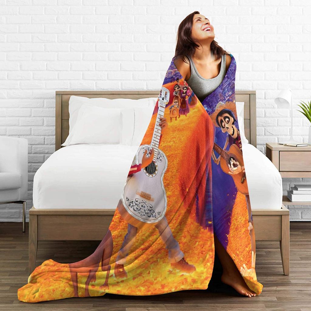 Cartoon Coco Day of The Dead Knitted Blankets  Plush Throw Blankets Bedding Couch Decoration Soft Warm Bedspreads,