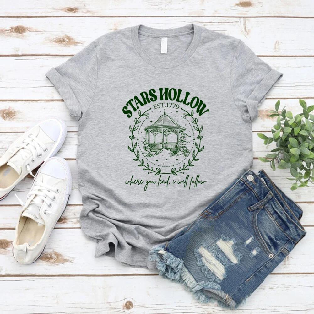 Tričká Stars Hollow Where You Lead I Will Follow Tričká Stars Hollow Shirt Lukes Diner Tričko Vintage Tričká s krátkym rukávom Gilmore Dievčenské tričká