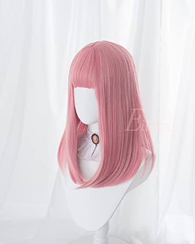 Eileen HAIR Cute Pink Wig, Semi-Long, Full Wig for Women, Straight, Natural, Harajuku Style, Popular, Slimming Effect, Includes Net, Free Shipping
