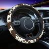 Brown Western Cow Print Steering Wheel Cover for Women Men with 2 Pcs Car Coasters, 15 Inches Neoprene Anti-Slip Cute Universal Car Accessories
